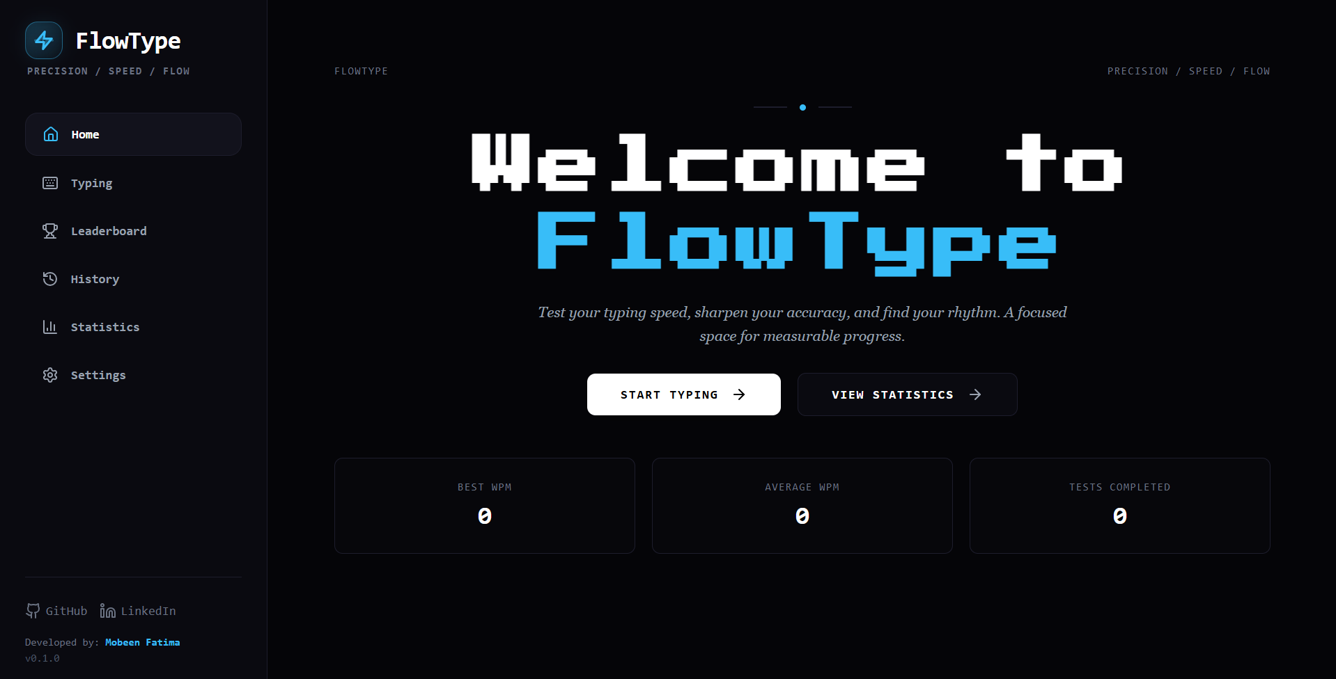 FlowType typing application project preview